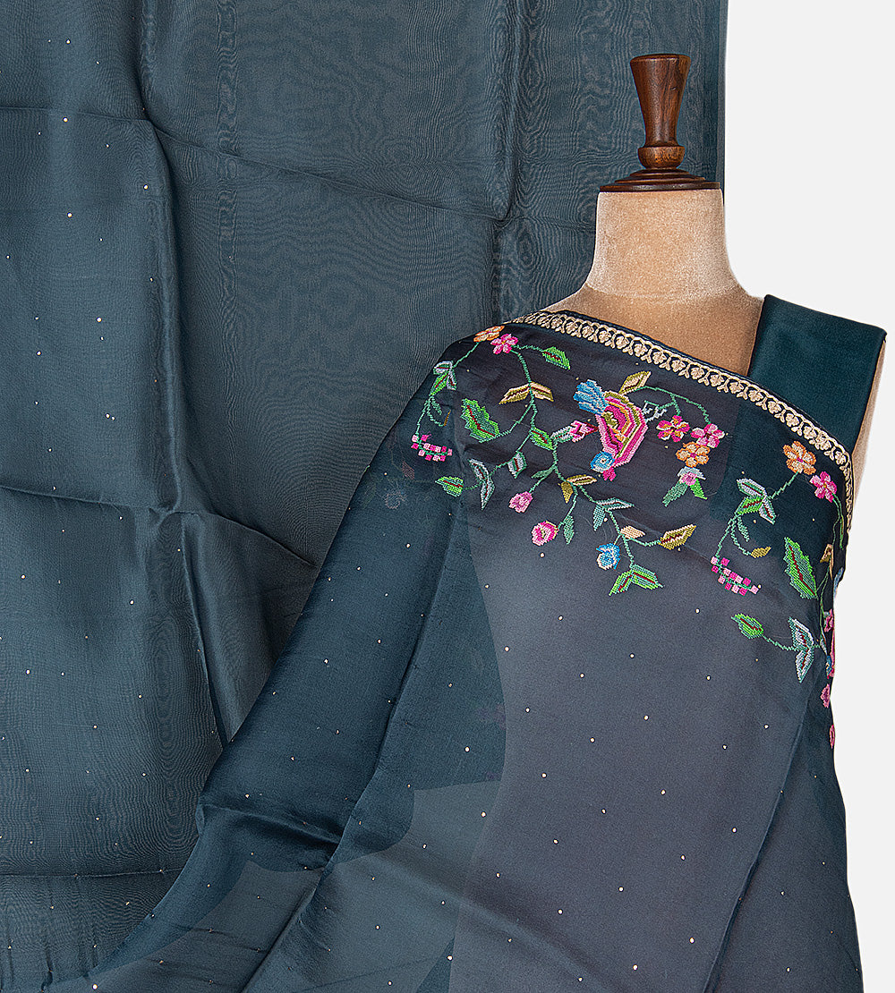 Deep Blue Organza Saree