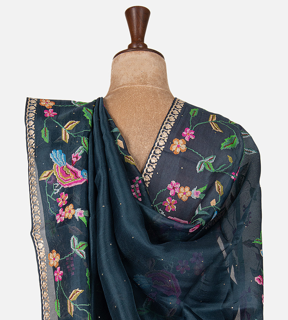 Deep Blue Organza Saree