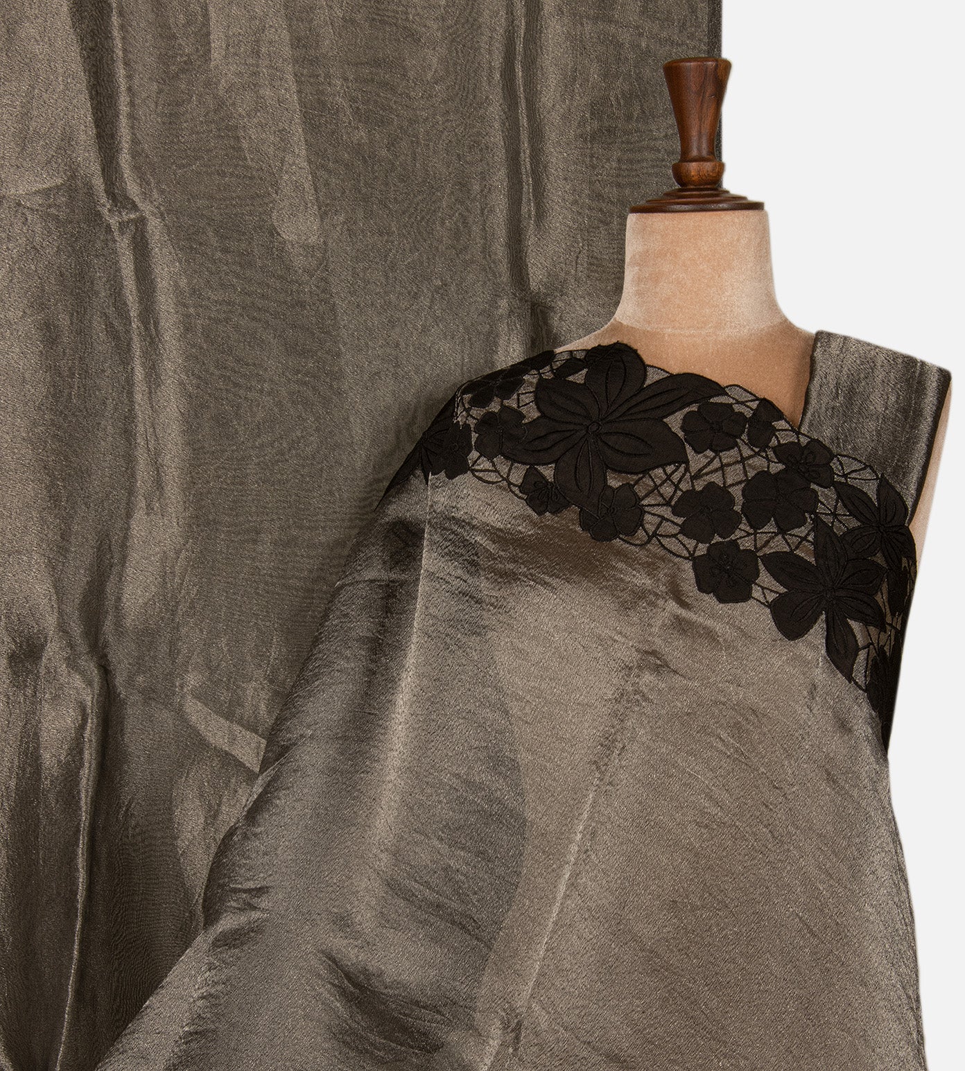 Dark Grey Tissue Organza Saree