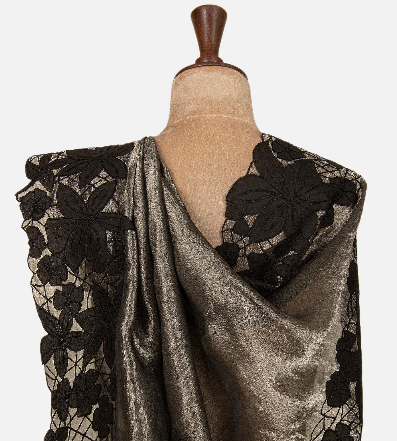Dark Grey Tissue Organza Saree