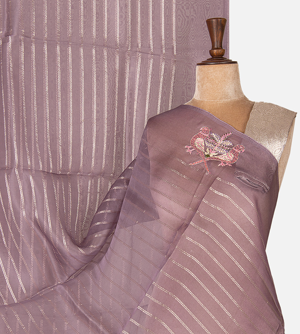 Dusty Mauve Organza Saree