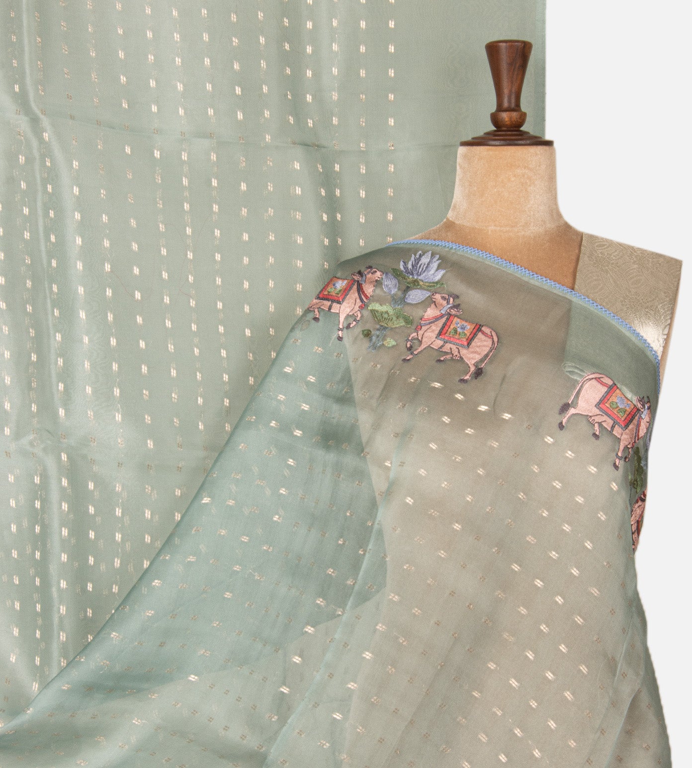 Pastel Green Organza Saree