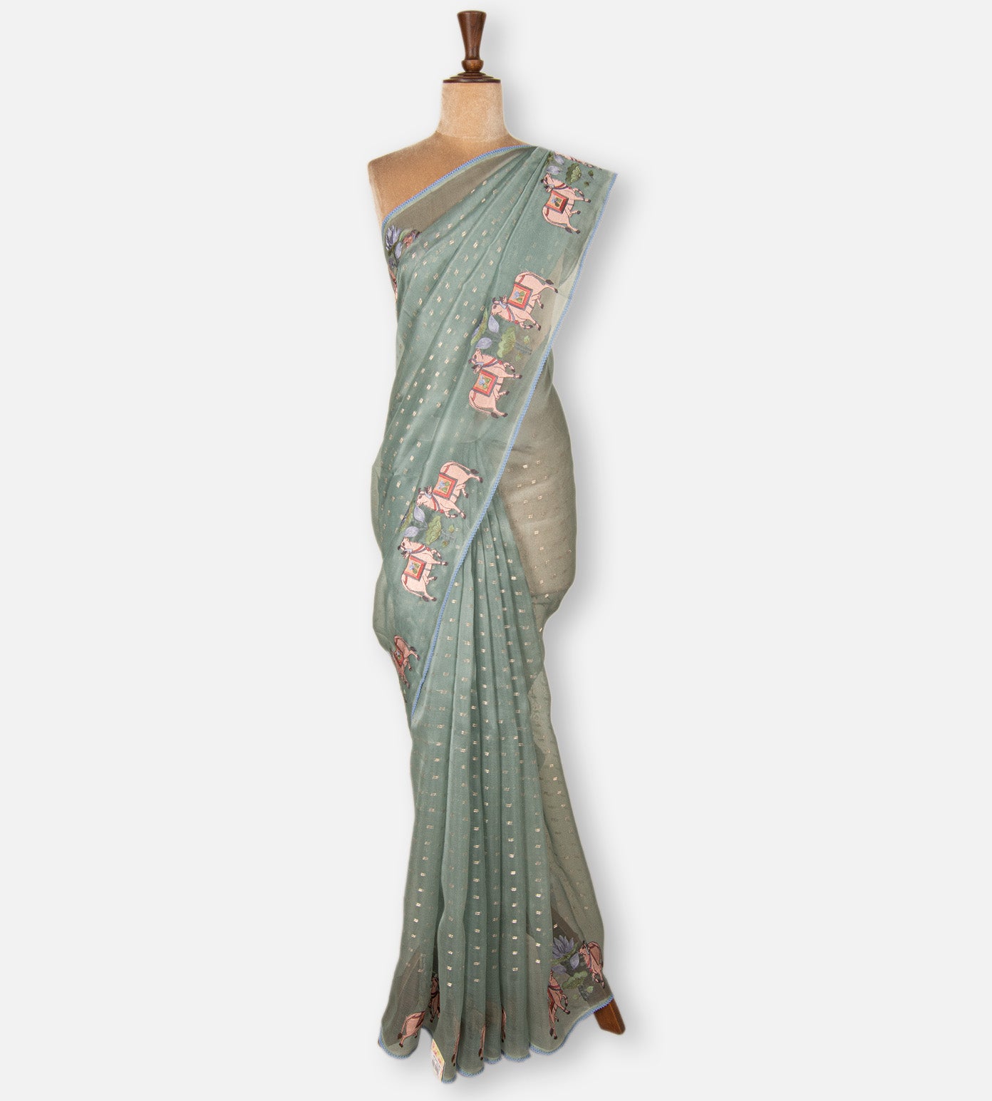 Pastel Green Organza Saree