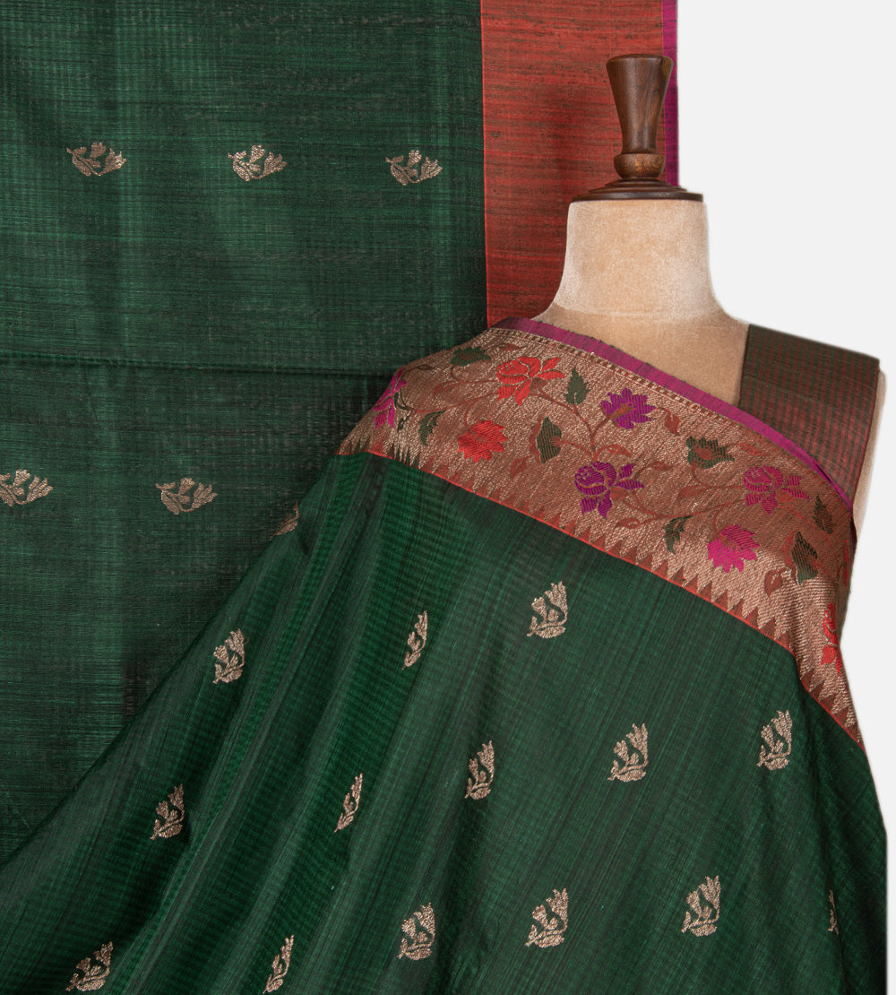 Green Banarasi Tussar Saree