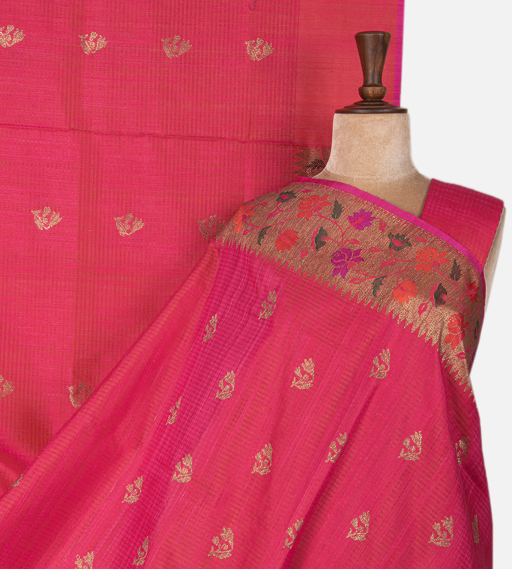 Pink Banarasi Tussar Saree