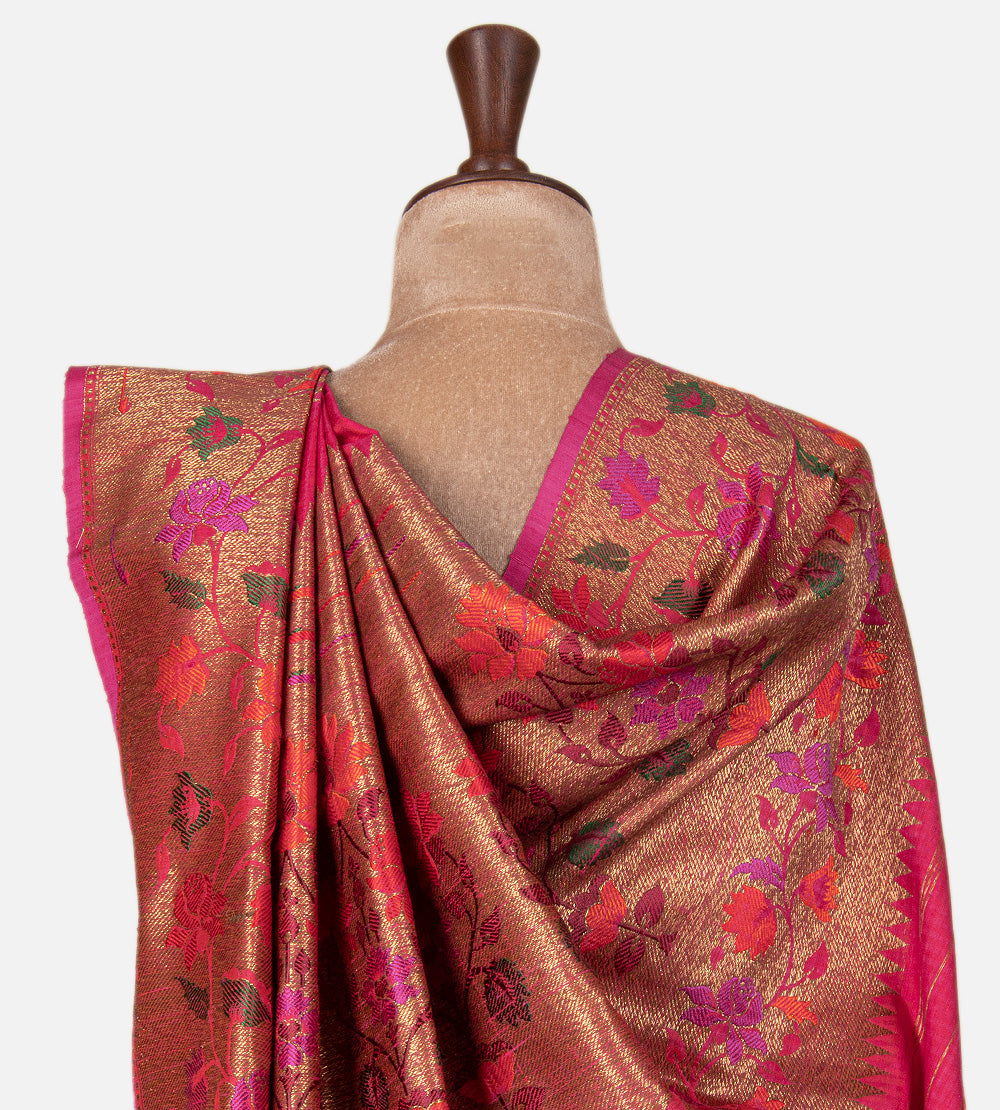 Pink Banarasi Tussar Saree