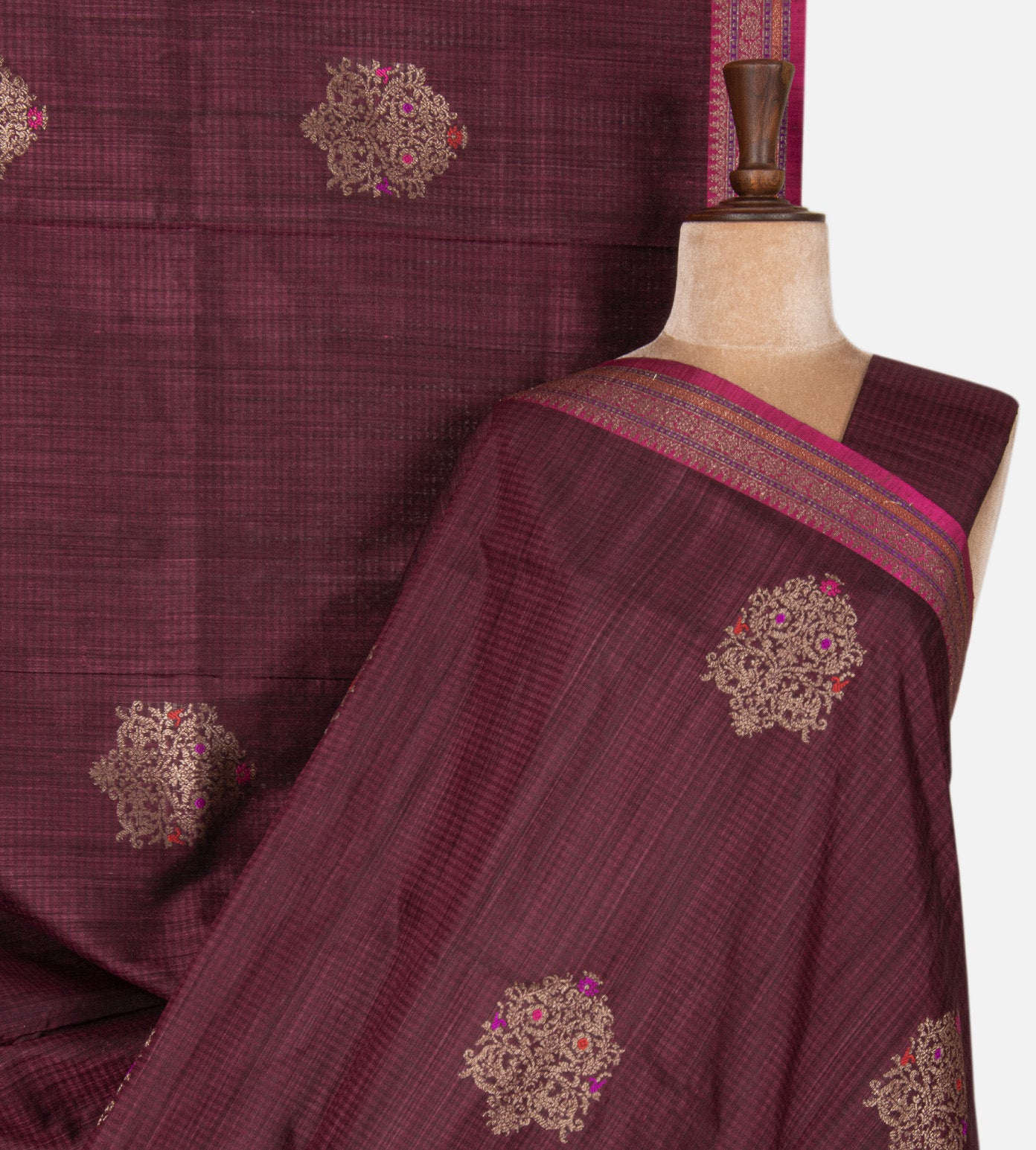 Aubergine Purple Banarasi Tussar Saree