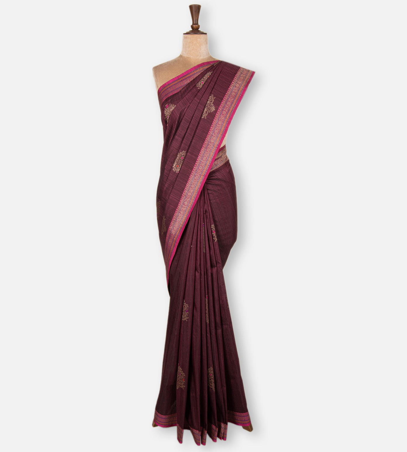 Aubergine Purple Banarasi Tussar Saree