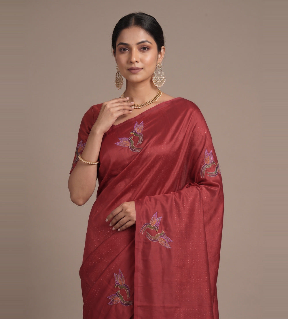Red Tussar Saree