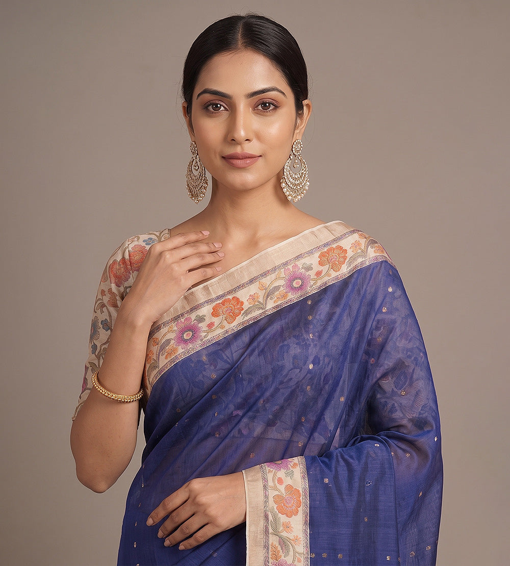 Blue Tussar Saree