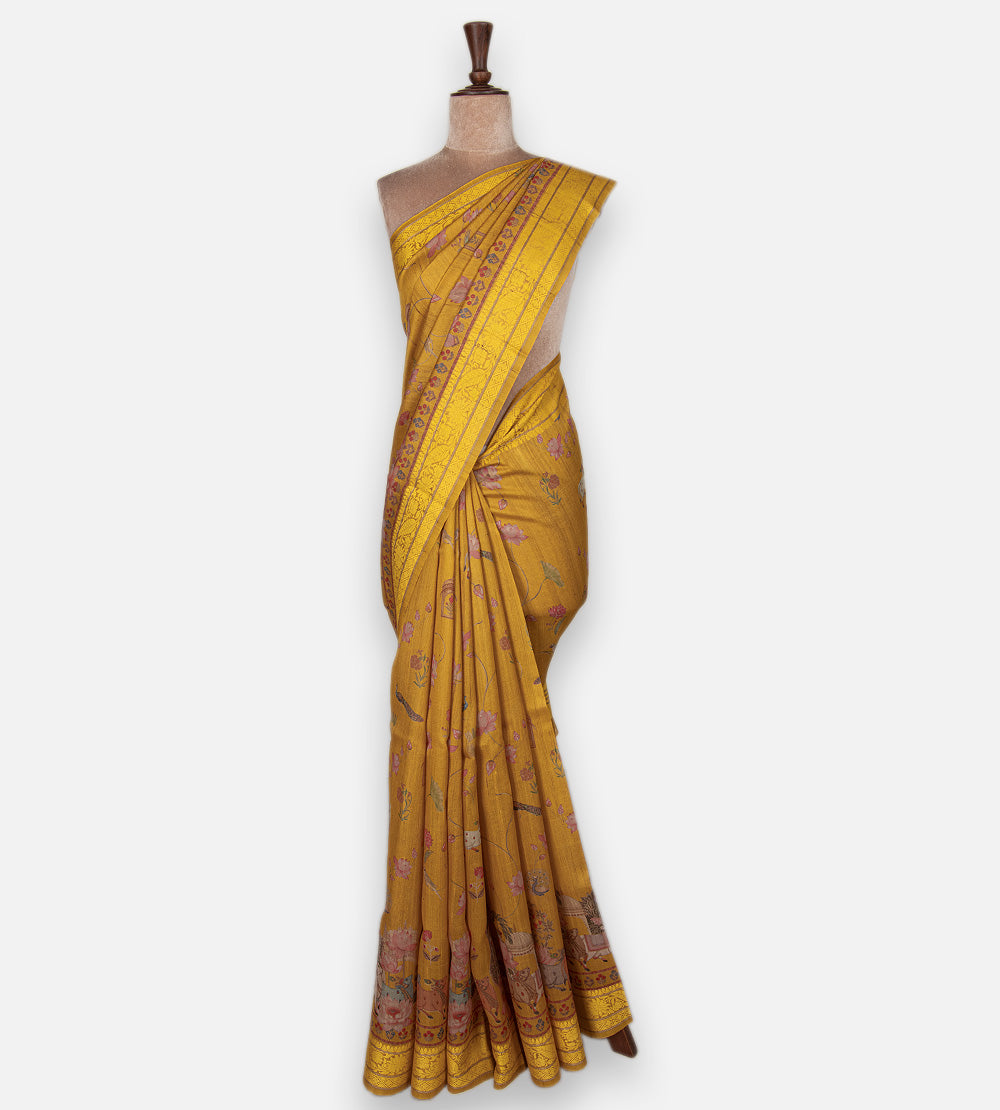 Yellow Tussar Saree