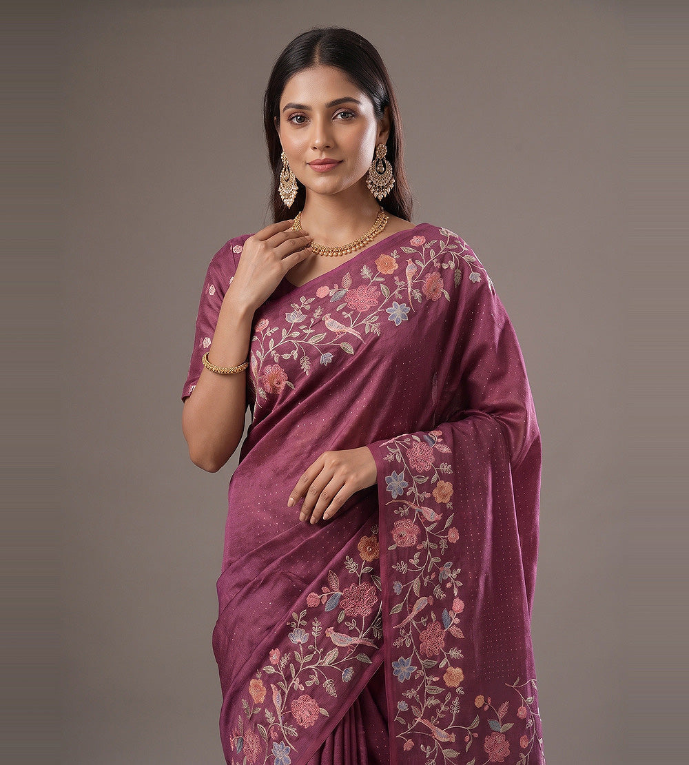Onion Pink Tussar Saree