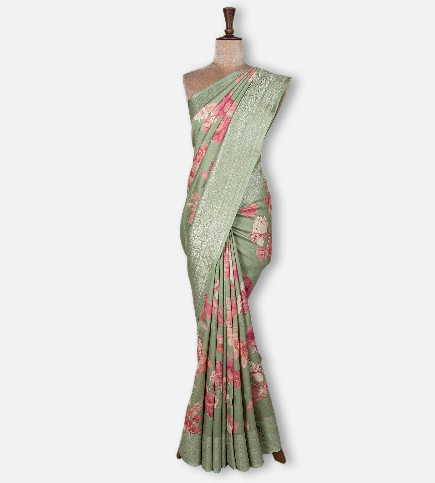 Pastel Green Kattan Silk Saree