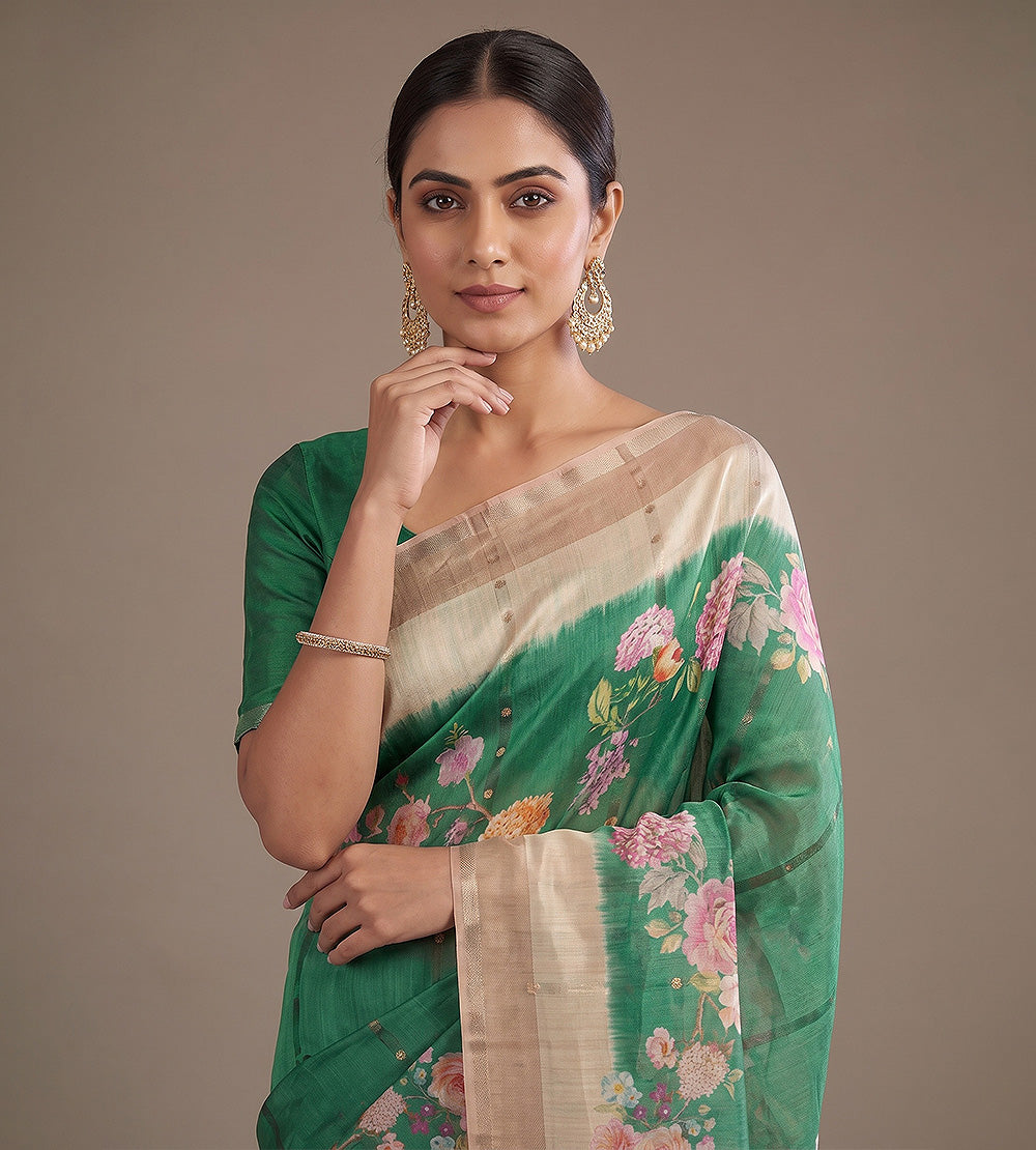 Green Tussar Saree