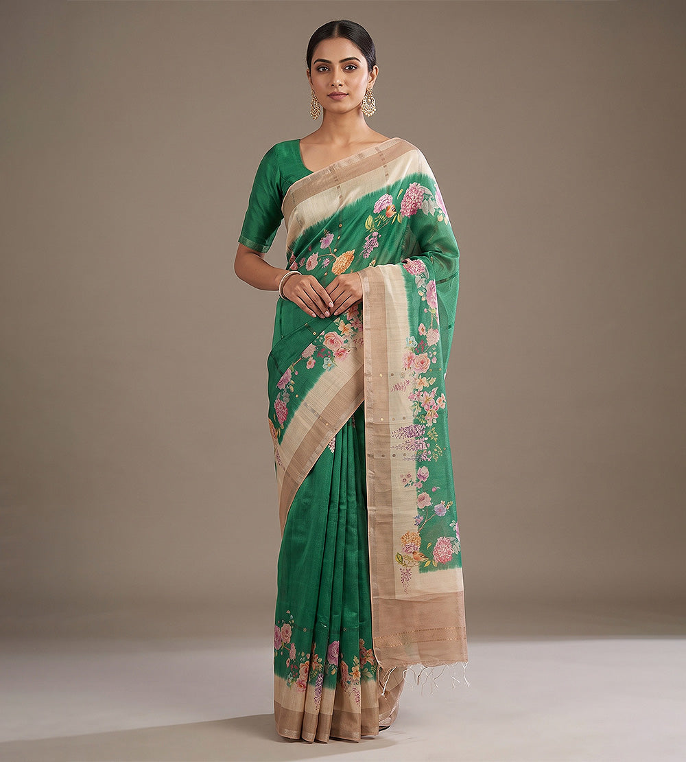 Green Tussar Saree