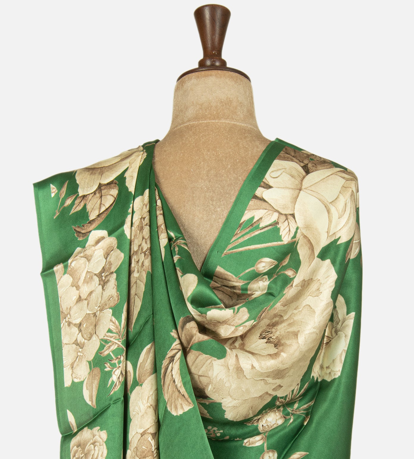 Green Satin Crepe Saree