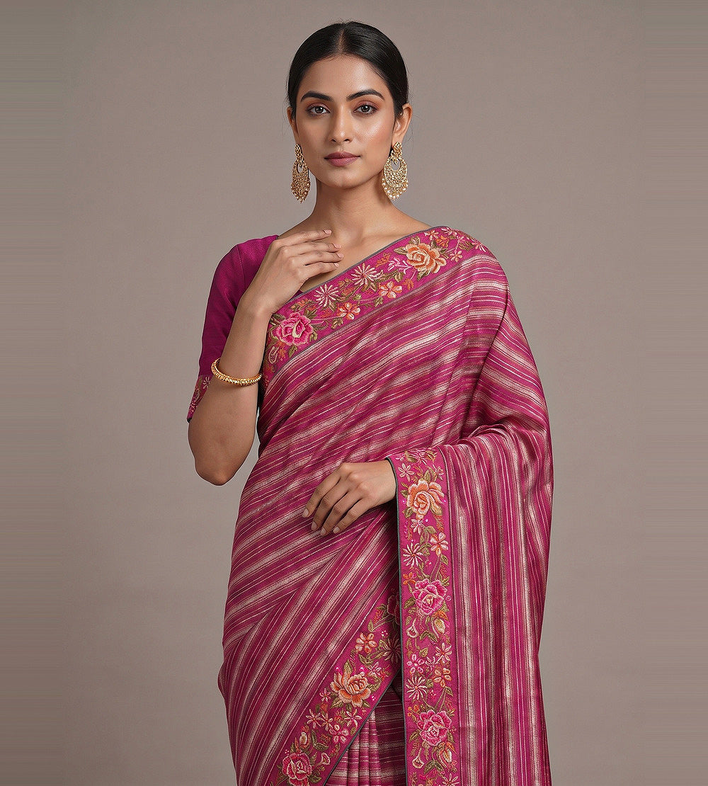 Pink Tussar Saree