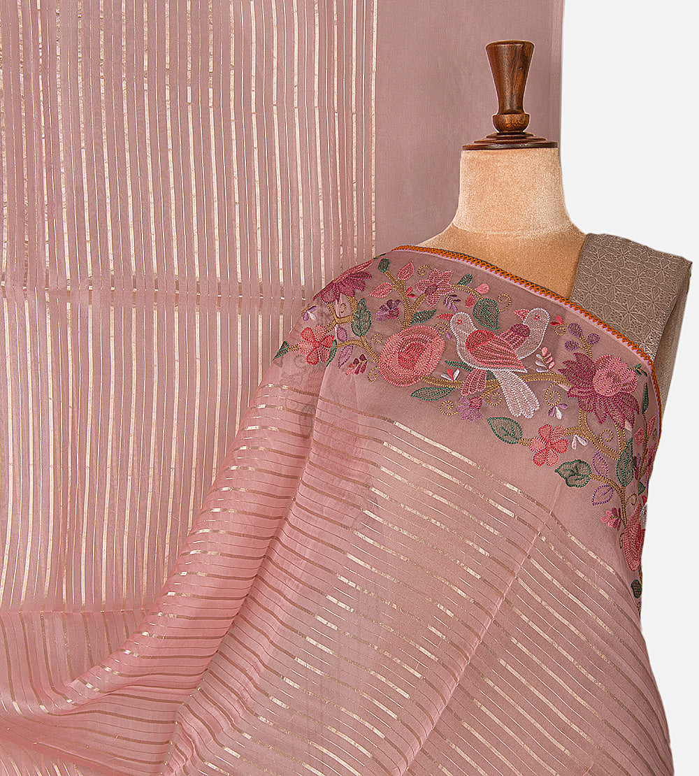 Pink Organza Saree
