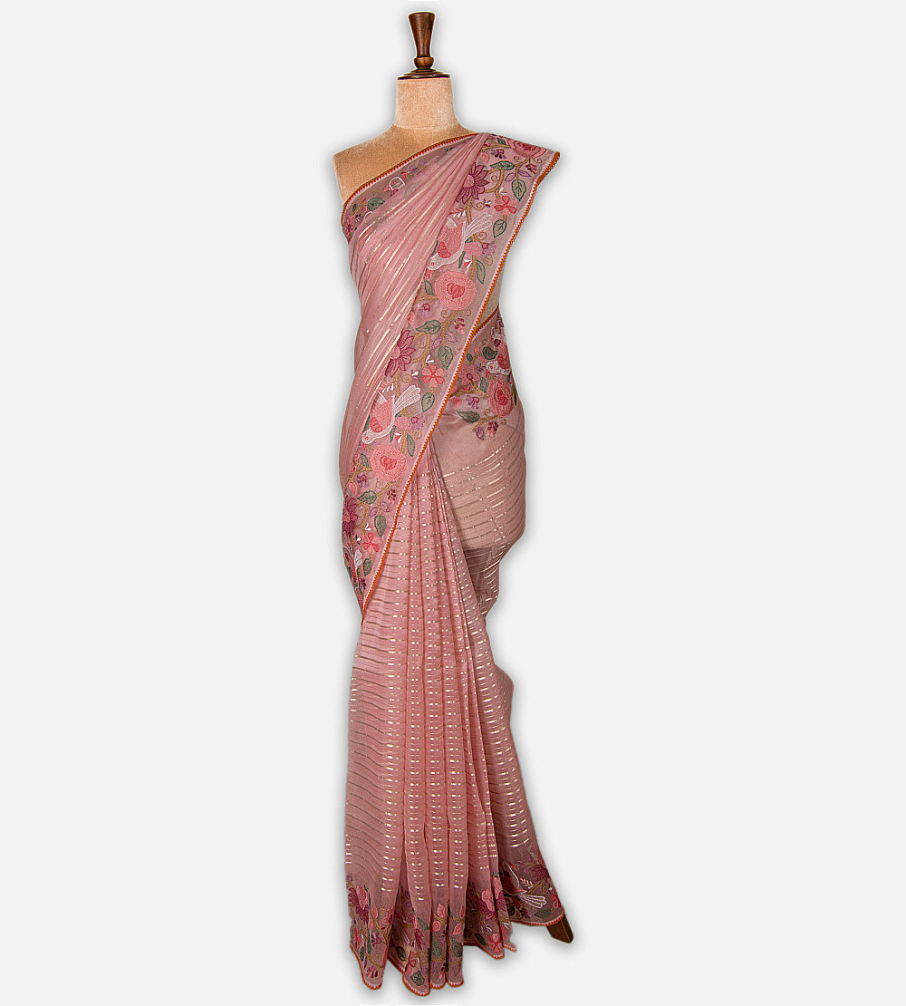 Pink Organza Saree