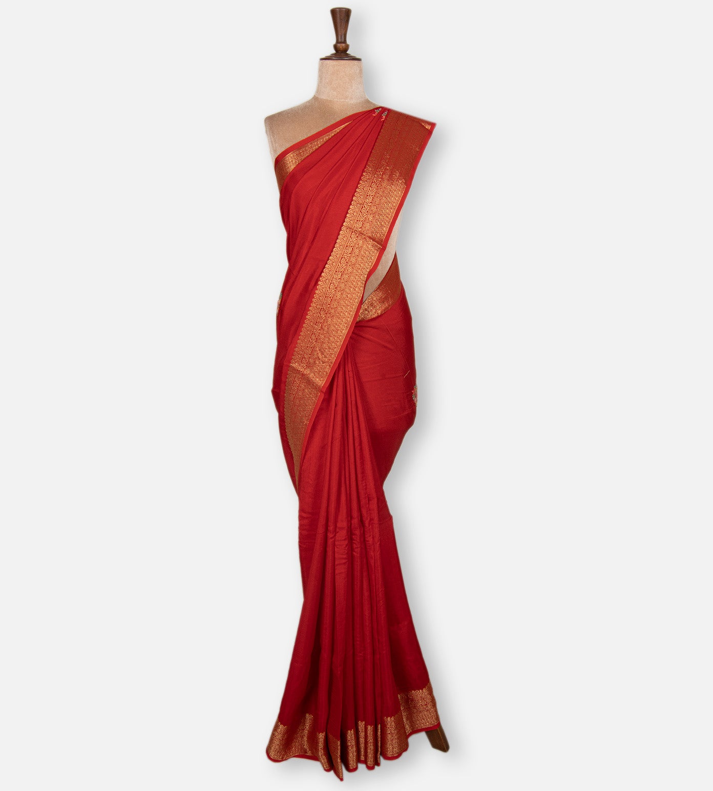 Red Semi Crepe Saree