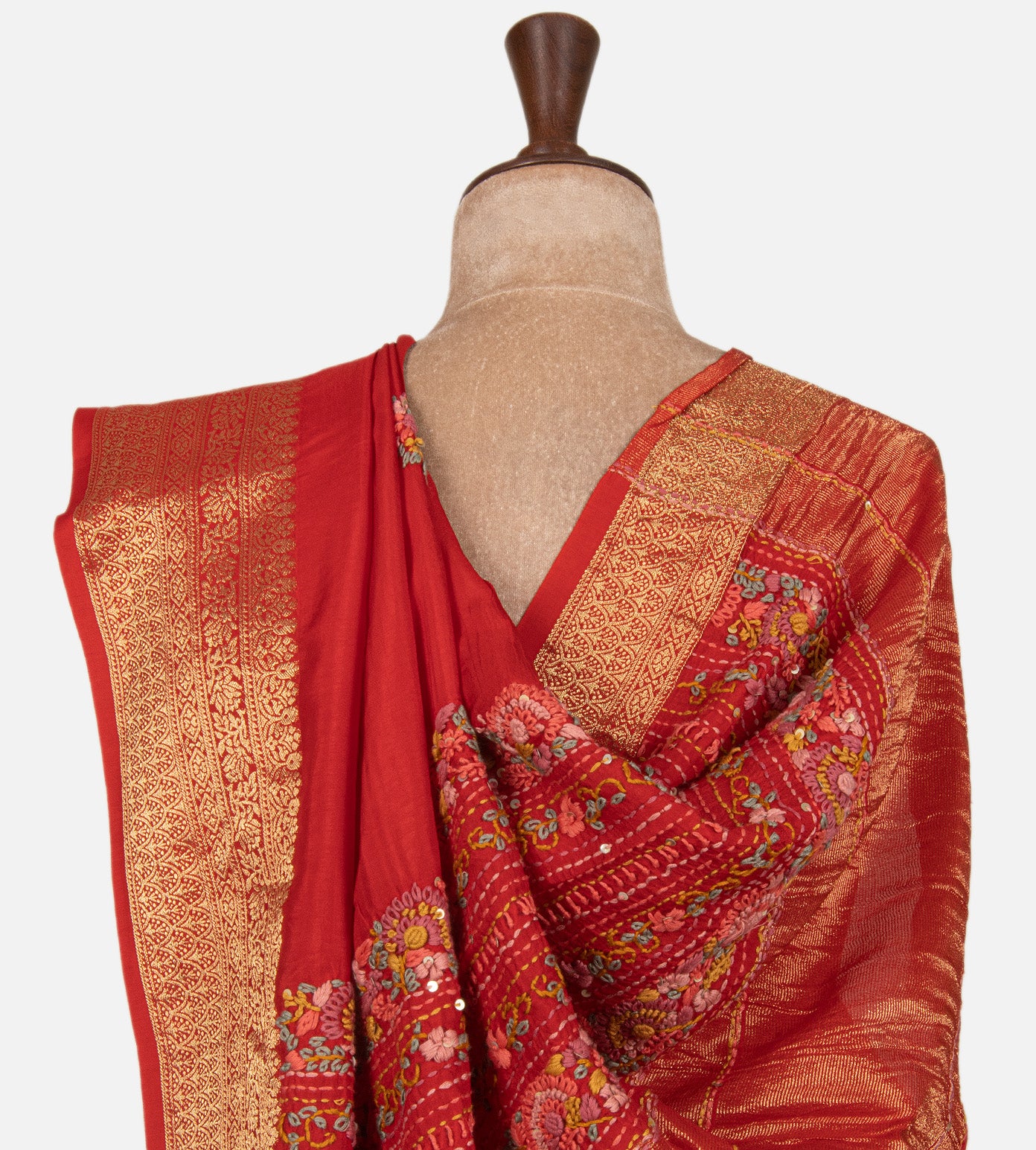 Red Semi Crepe Saree