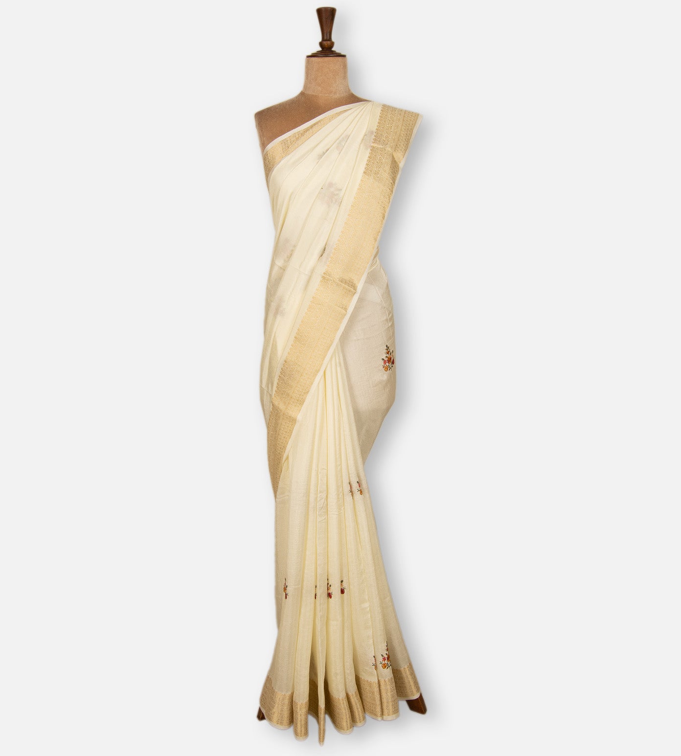 Off-White Semi Crepe Saree