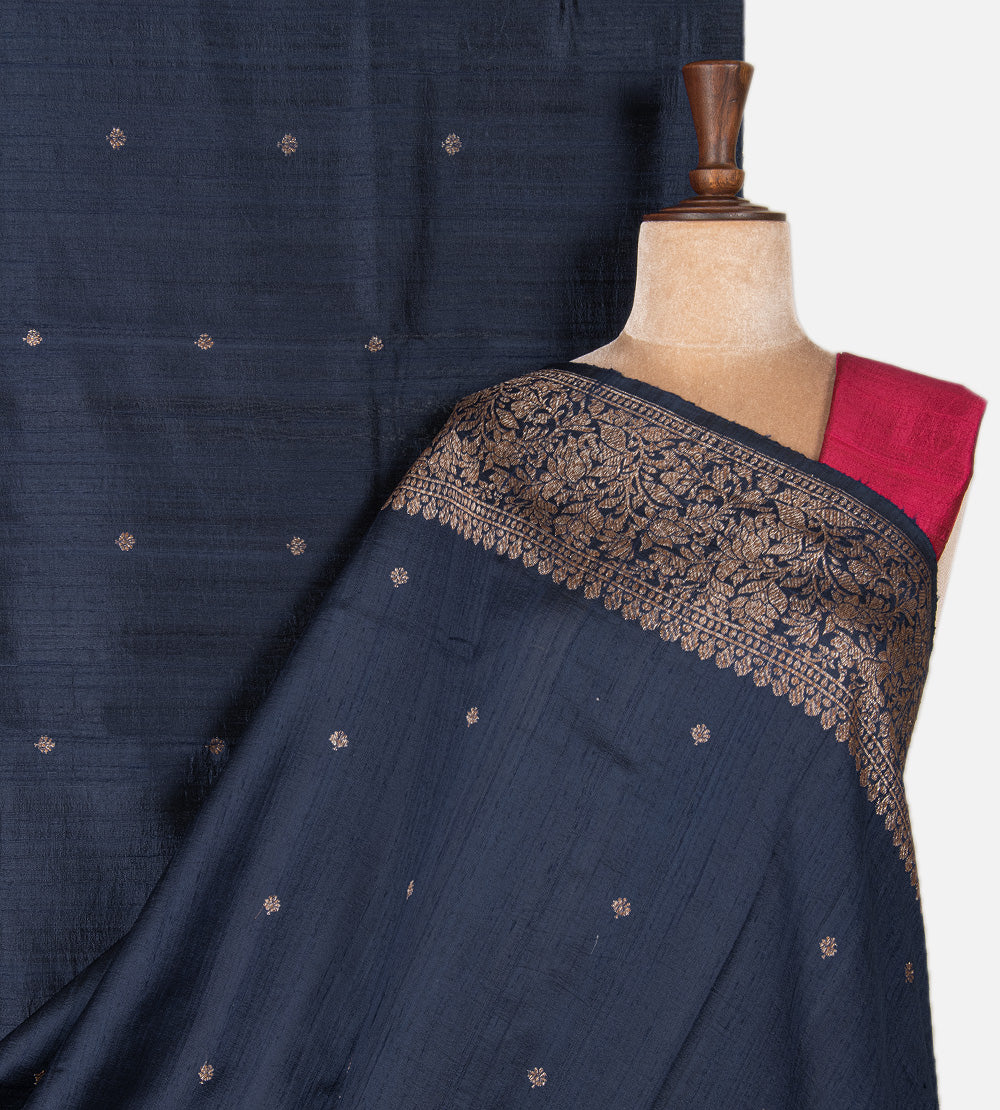 Blue Banarasi Tussar Saree
