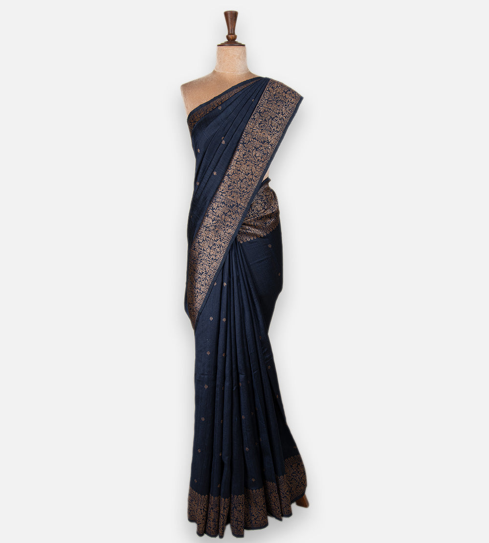 Blue Banarasi Tussar Saree