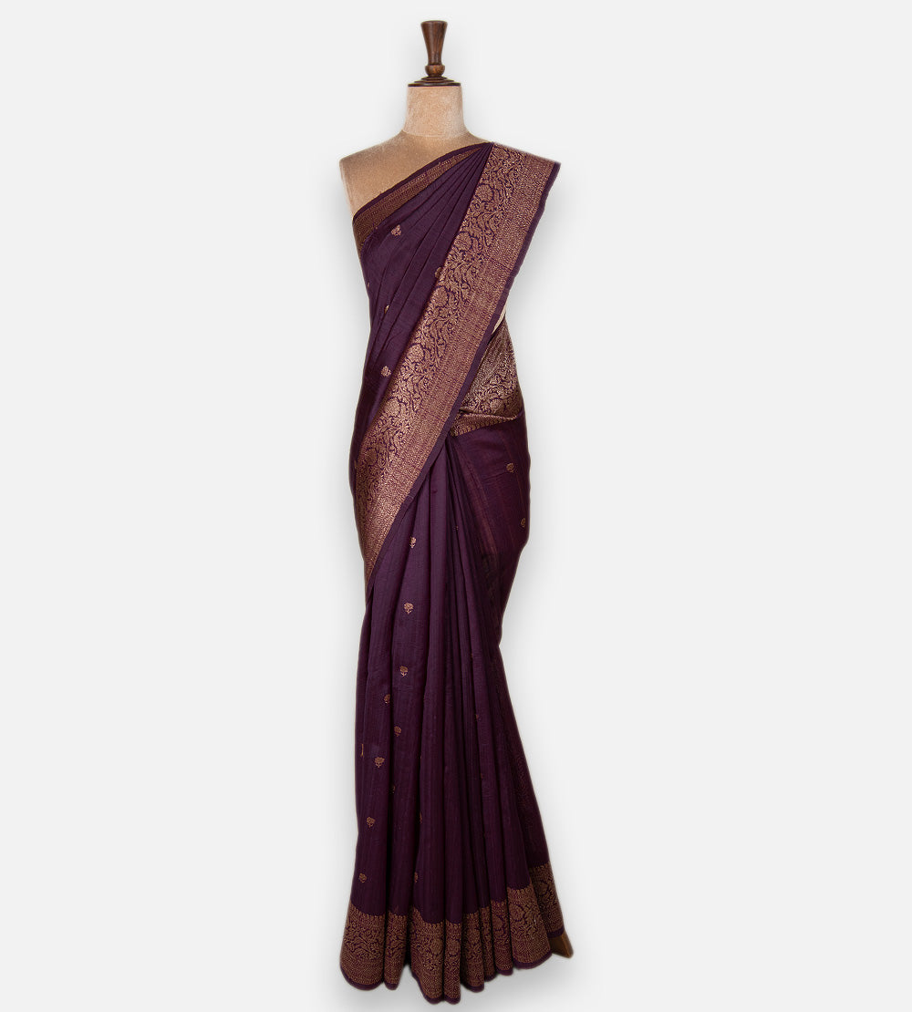Purple Banarasi Tussar Saree