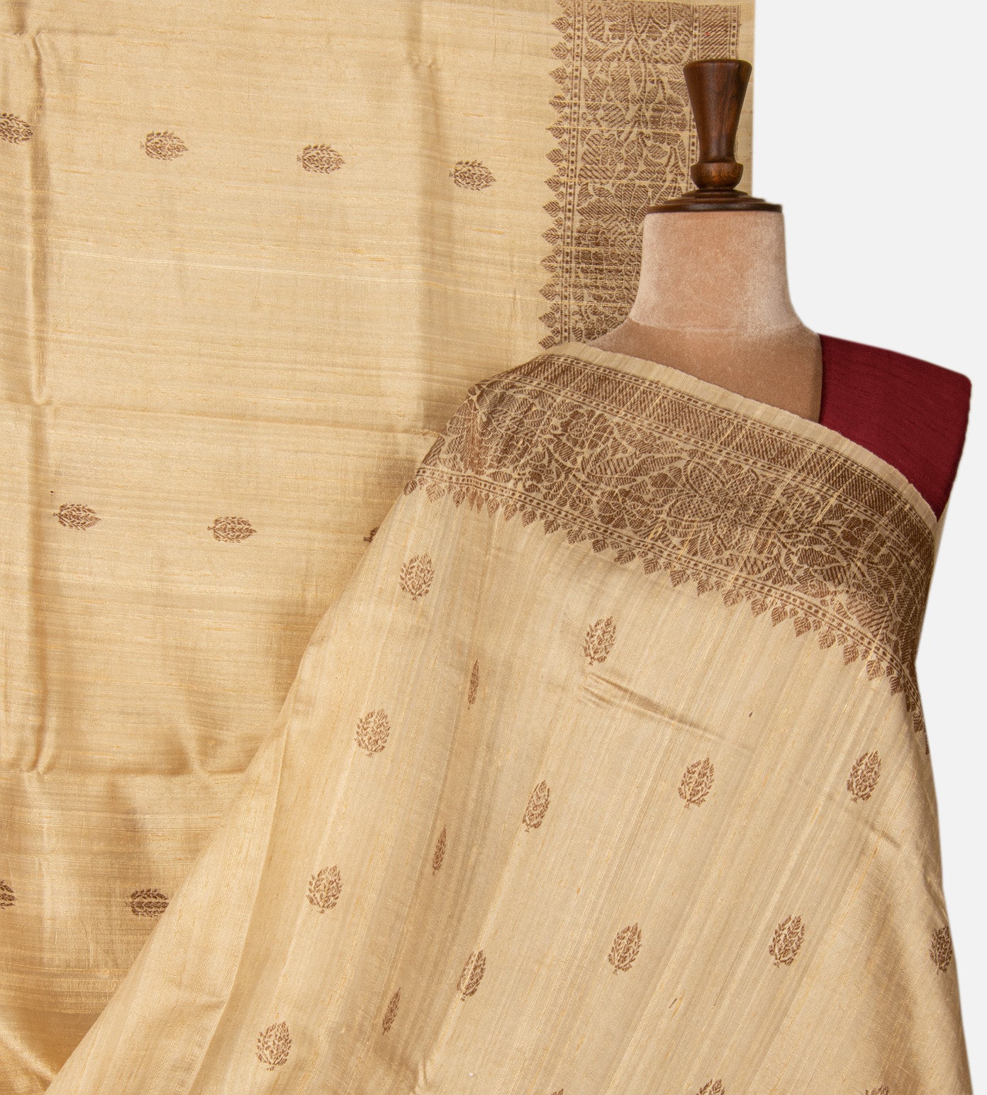 Light Beige Banarasi Tussar Saree