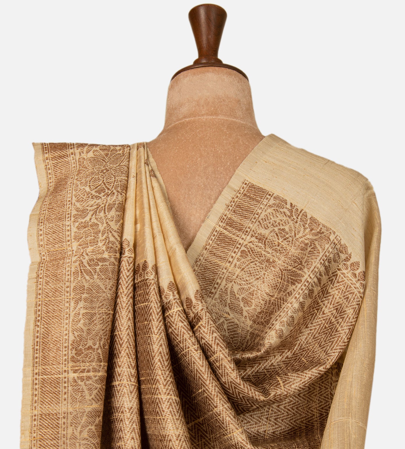 Light Beige Banarasi Tussar Saree