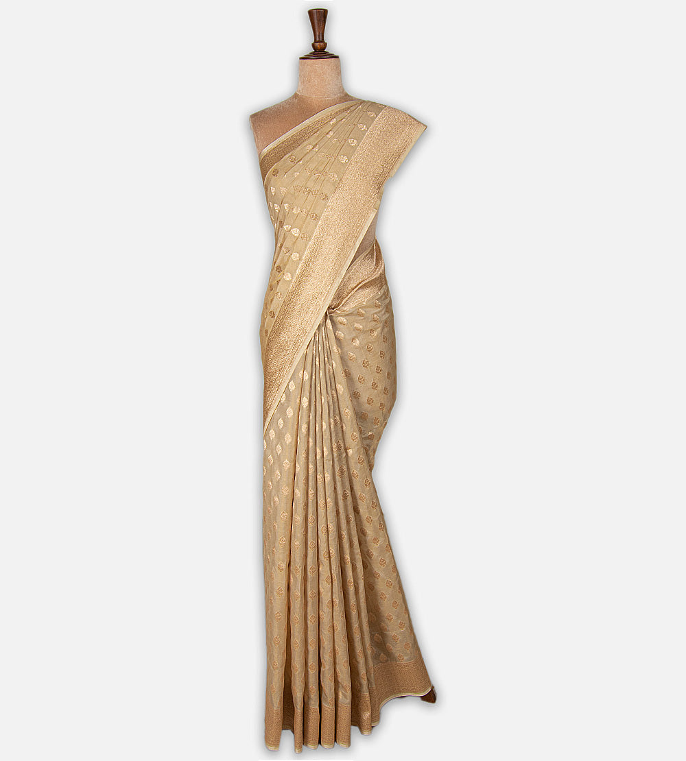 Beige Banarasi Silk Saree