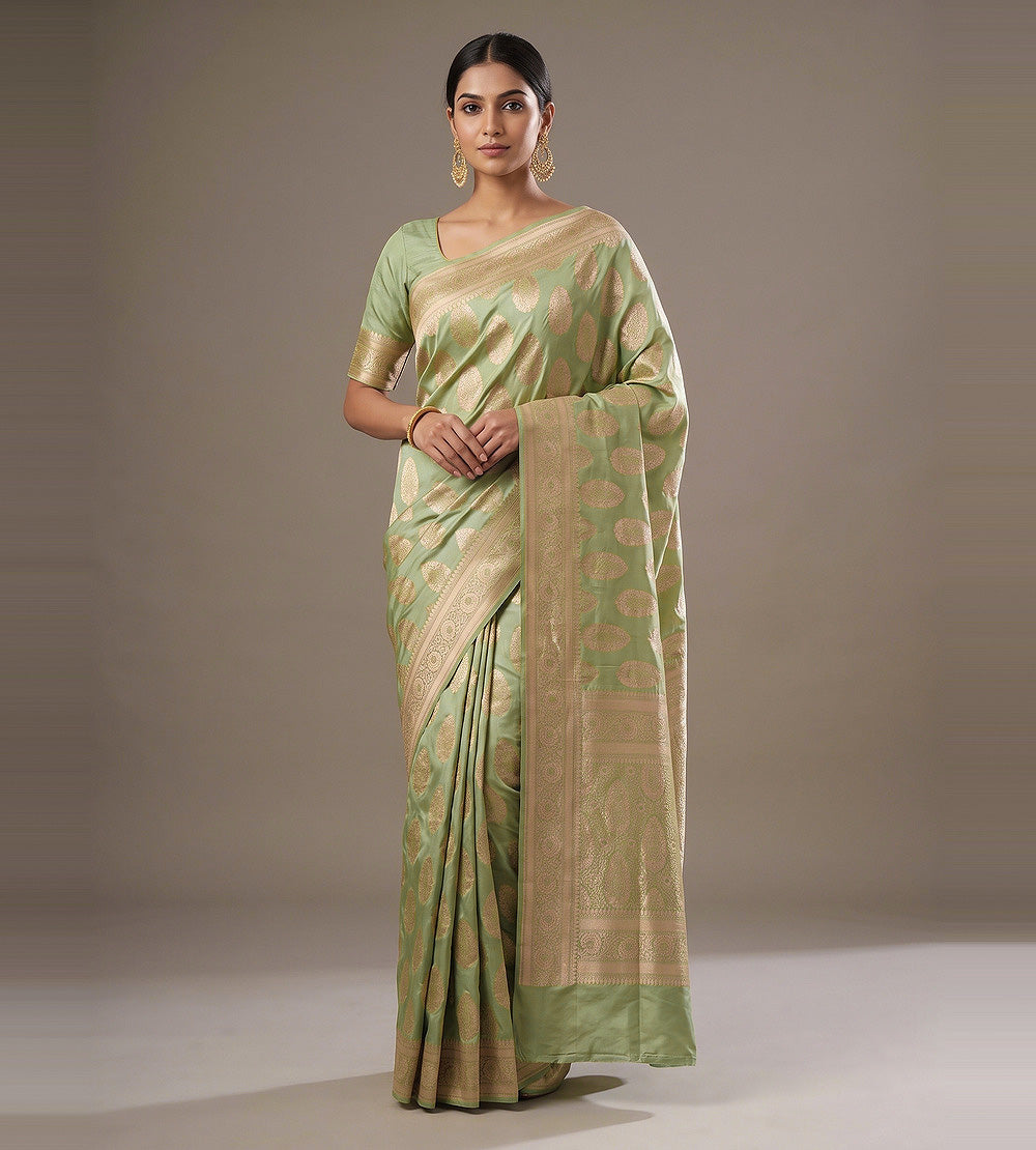 Pastel Green Banarasi Silk Saree