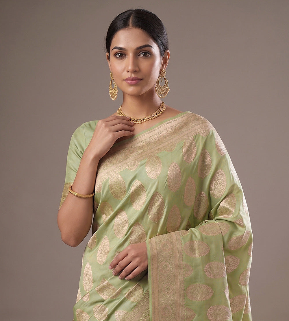 Pastel Green Banarasi Silk Saree