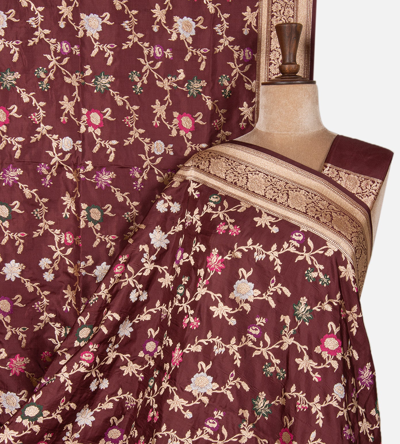 Deep Maroon Banarasi Silk Saree