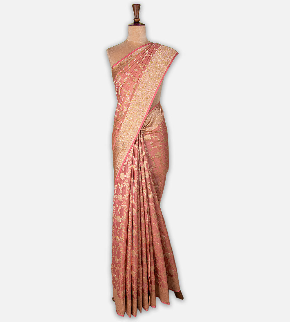 Salmon Pink  Banarasi Silk Saree