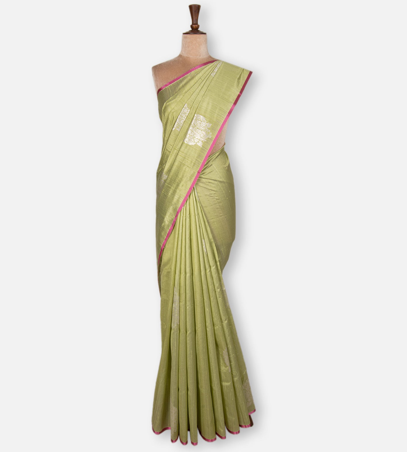 Pistachio Green Banarasi Tussar Saree