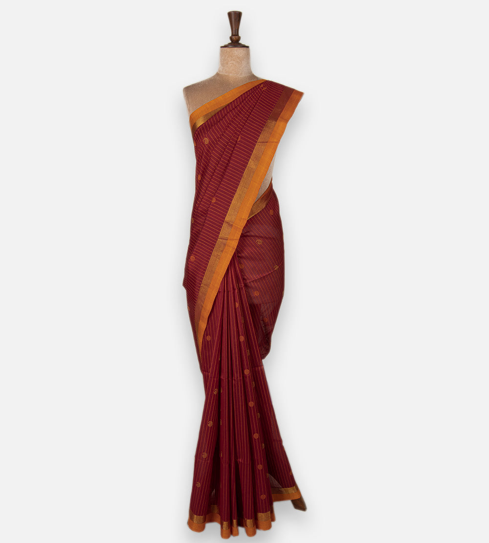Maroon Cotton Silk Saree