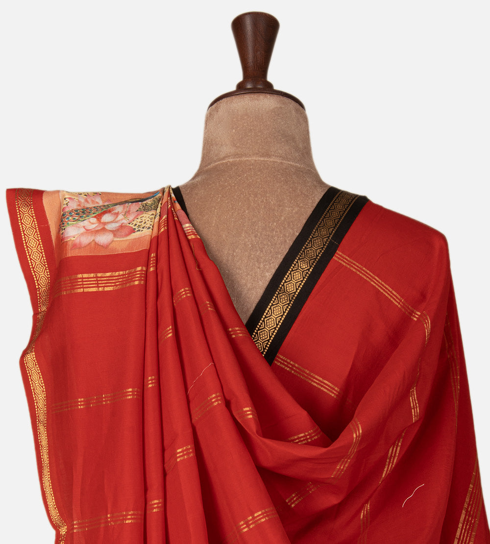 Off-White and Peach Soft Silk Saree