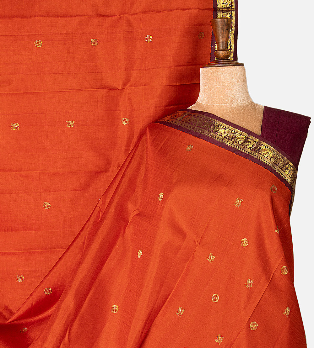 Orange Kanchipuram Silk Saree