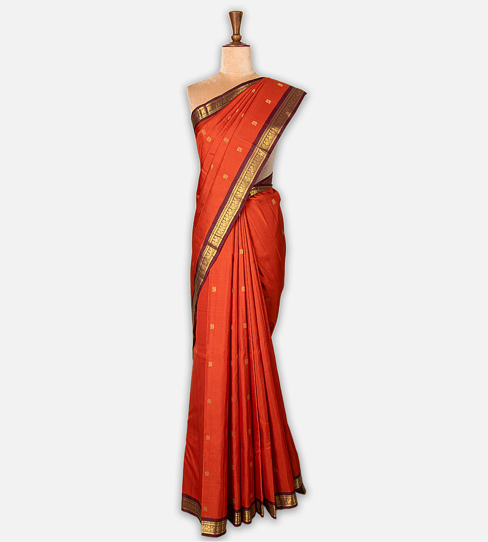 Orange Kanchipuram Silk Saree