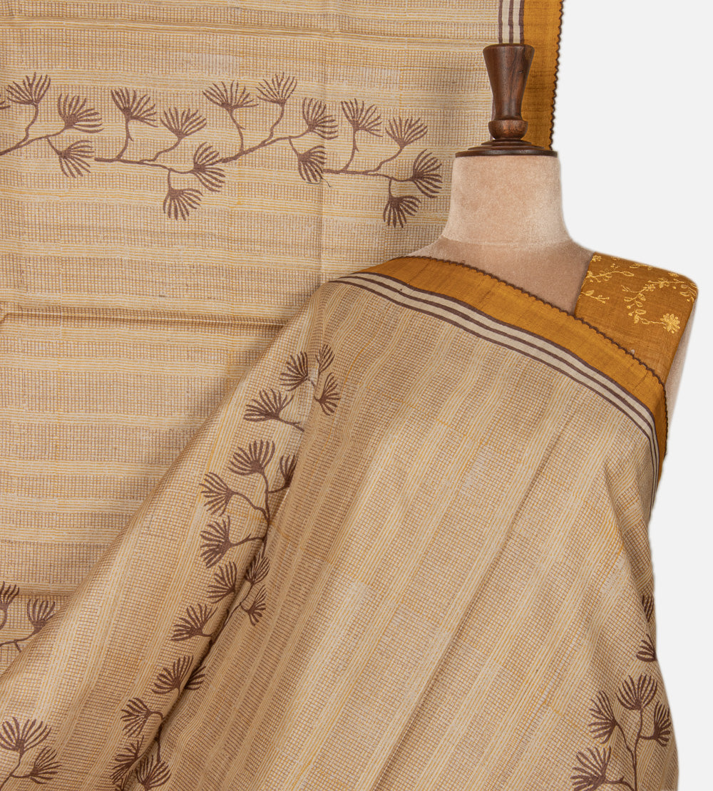 Beige Tussar Saree