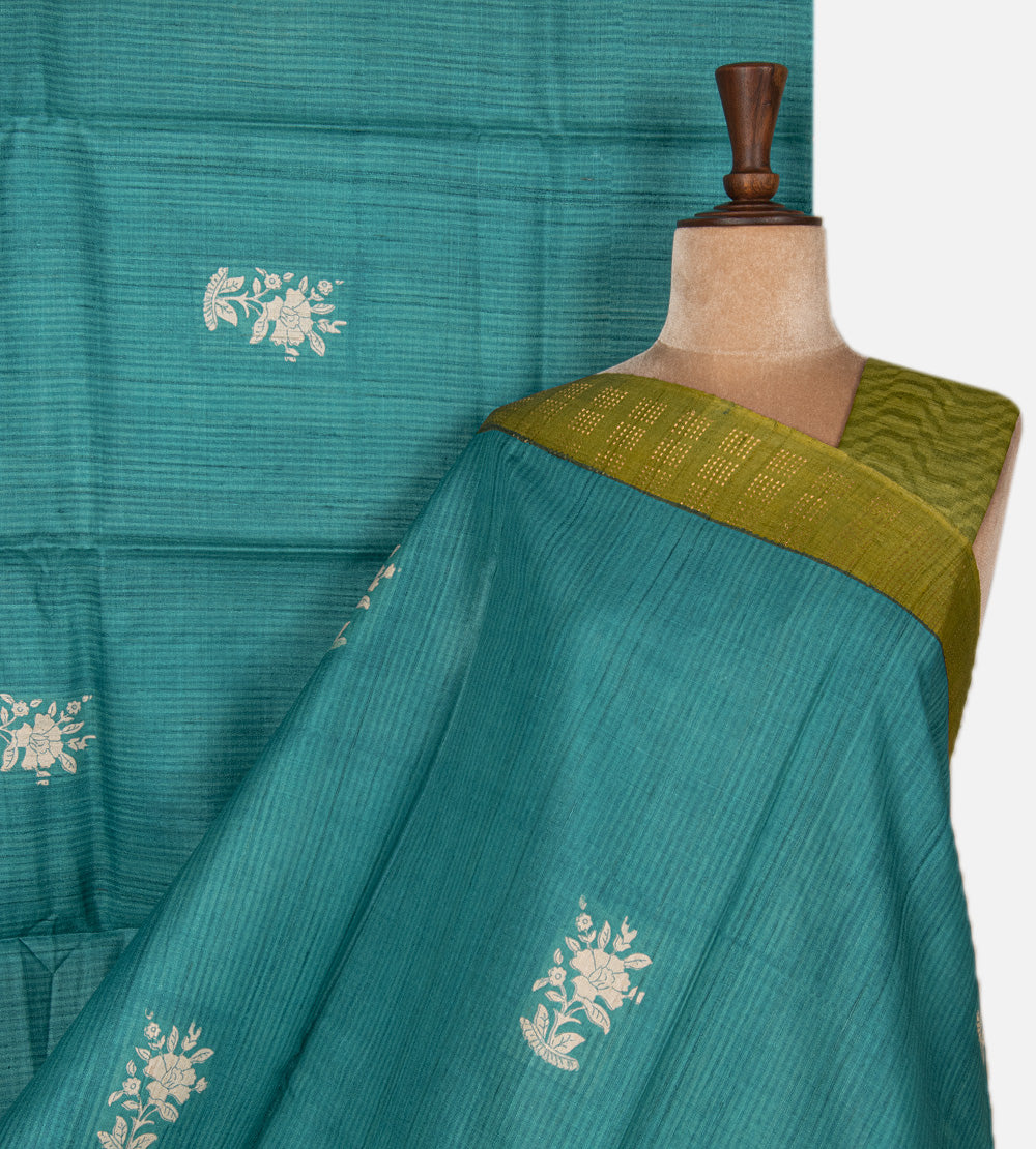 Blue Tussar Saree