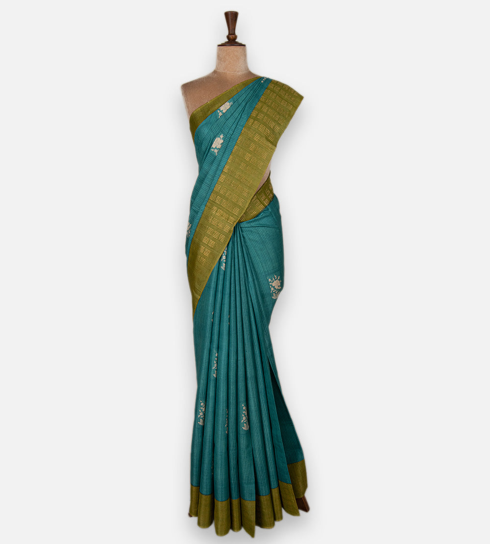 Blue Tussar Saree