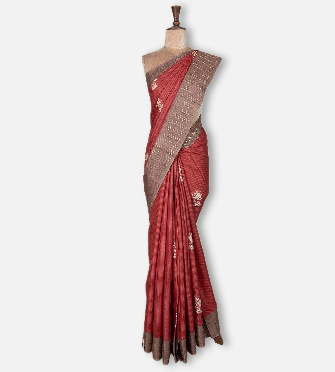 Red Tussar Saree