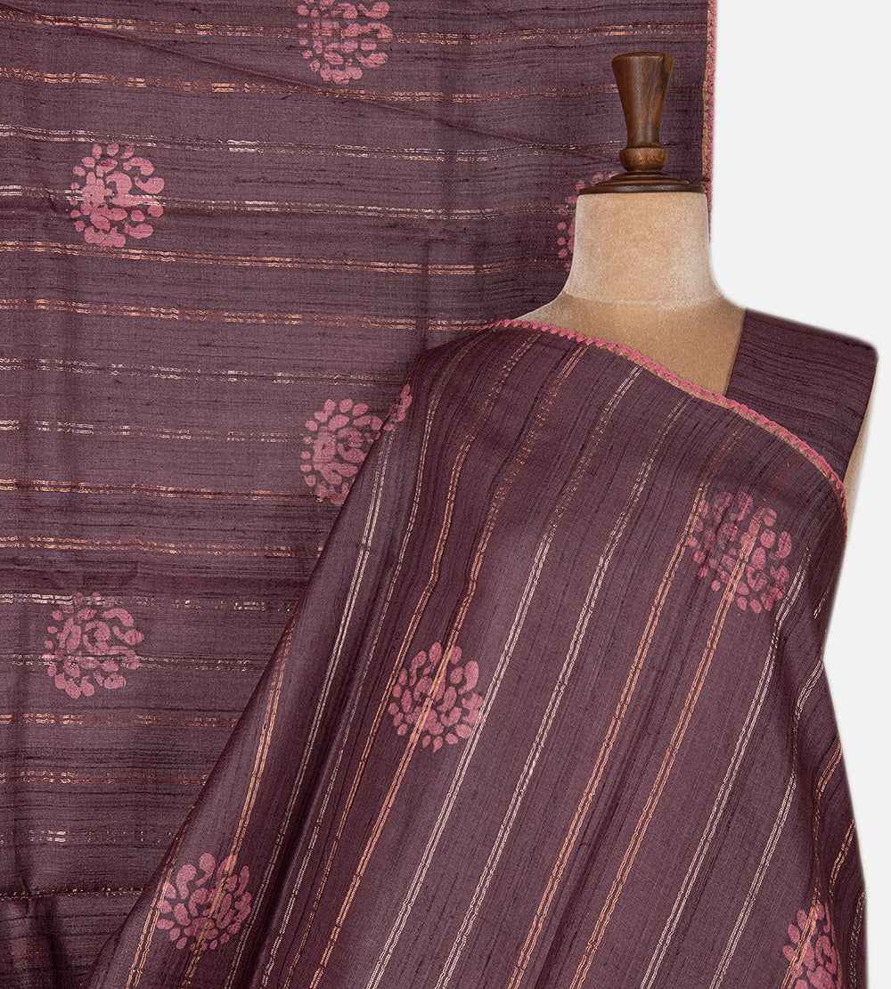 Aubergine Purple Tussar Saree
