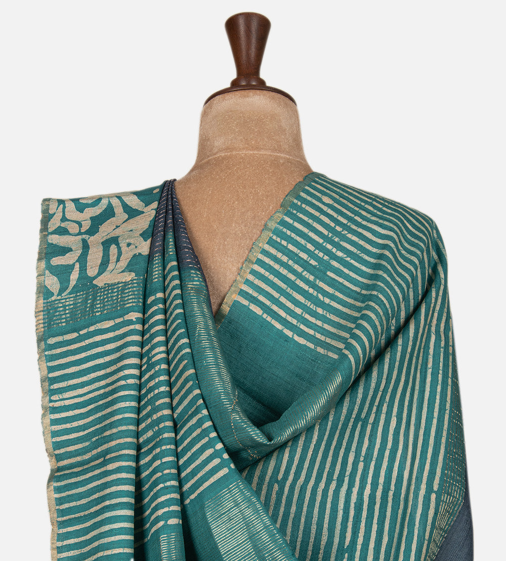 Blue Tussar Saree