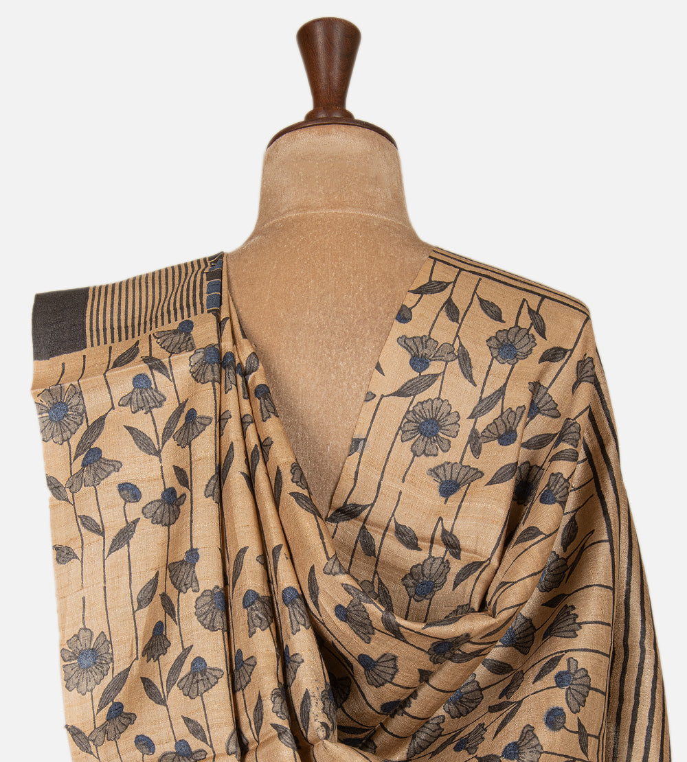 Beige Tussar Saree