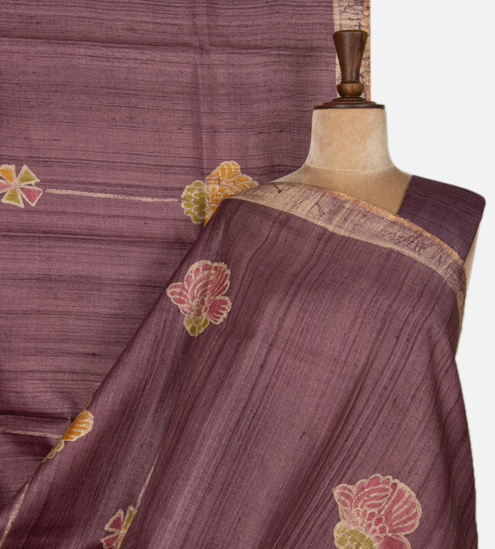 Aubergine Purple Tussar Saree