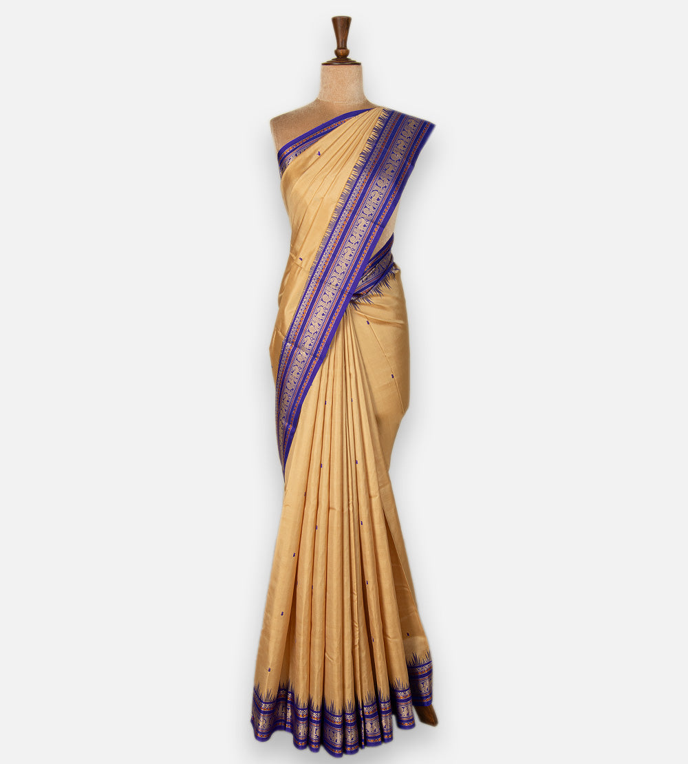 Beige Kanchipuram Silk Saree